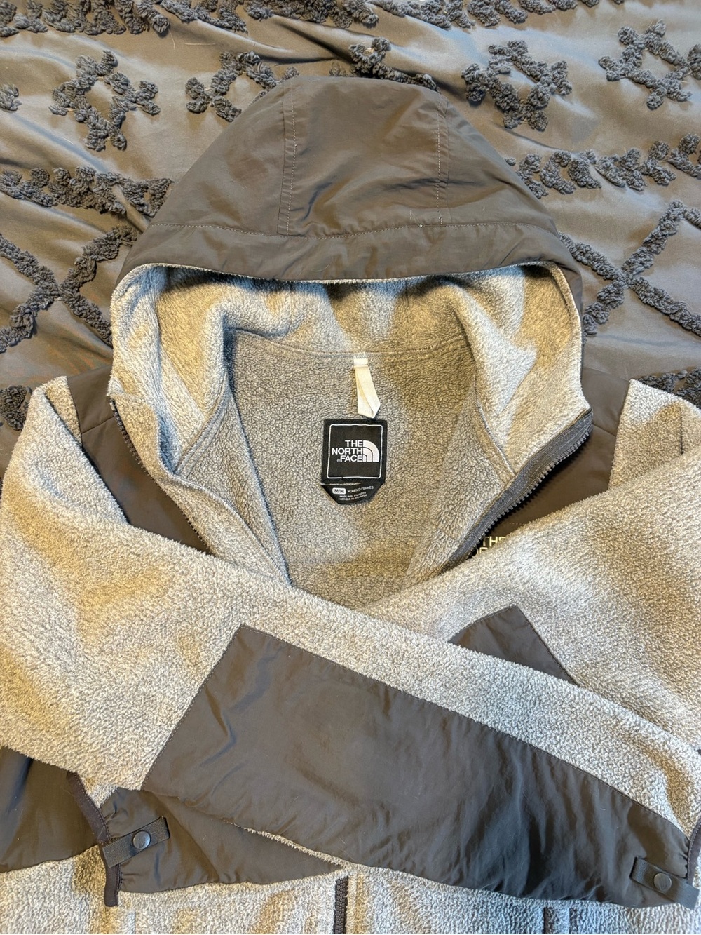 The North Face Hooded Sherpa Fleece Jacket - Light Gray - Picture 3 of 4